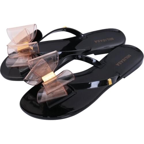2019 summer female outdoor slip non-slip slippers bow flip-flops wear flat bottom drag thick sandals and slippers