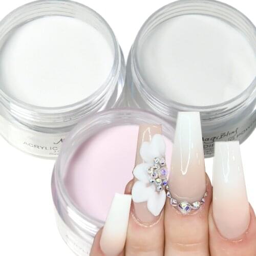 15g/box Nail Art Acrylic Powder Transparent White Pink Extend Gel Nail Dust Nail Professional Supplies For Manicure Decoration