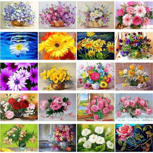 DIY 5D Diamond Painting Flower Arranging Rose Cross Stitch Diamond Embroidery Mosaic Landscape Full Round Rhinestone Decor Home