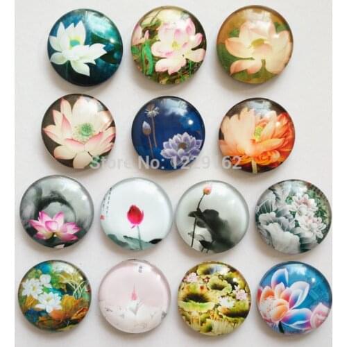 Free shipping (14pcs/lot) Lovely Flowers Crystal Glass fridge magnet Round Cartoon message sticker Home Decor kids gift