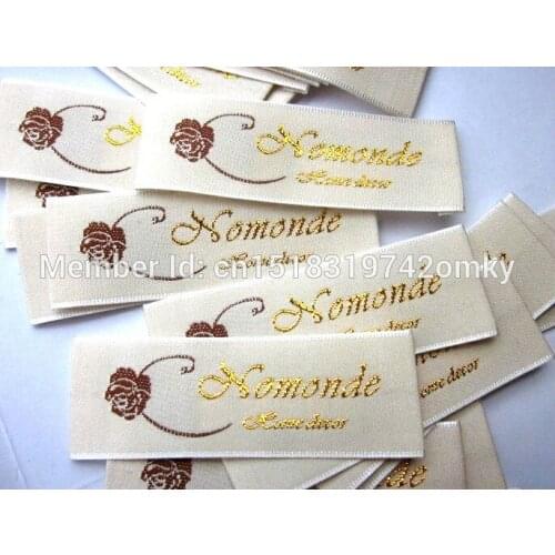 Free Shipping Customized garment labels/clothing woven labels/tags/garment golden logo/brand embroidered labels 1000 pcs a lot