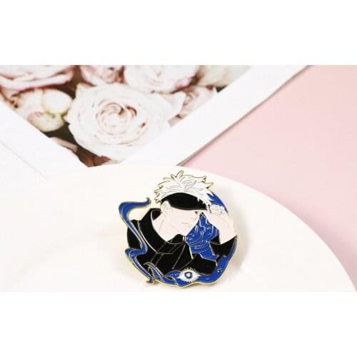 Jujutsu Kaisen Gojo Satoru Cosplay Brooch Badge Prop Anime Metal Man Woman Pin Props Accessories