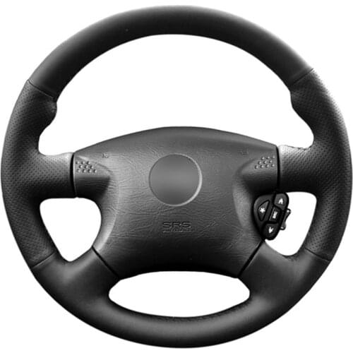 Black Artificial PU Faux Leather DIY Car Steering Wheel Cover for Nissan Almera (N16) 2000-2003 X-Trail (T30) 2001-2003 Terrano