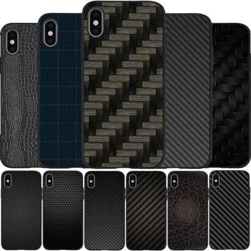 Carbon fibre element black Silicone Phone Case For iPhone 12 XR XS Max 5 5S SE 2020 6 6S 7 8 PLUS X 11Pro Max 11 luxury Cover