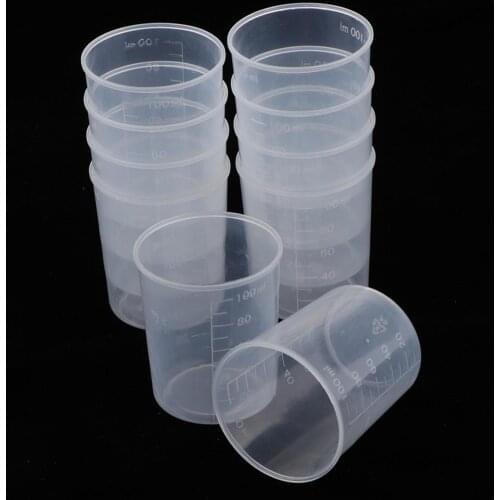 10Pcs 100ml Clear Plastic Liquid Measuring Cups Graduated Laboratory Test Cylinder With Scales For Resin Silicone Mold Tool