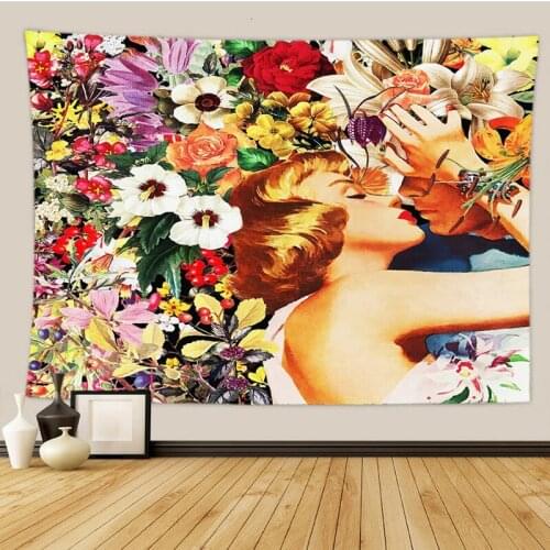 Flower Butterfly Tapestry Simple Romantic Nordic Style Hippie Mat Wall Hanging Bohemian Bedspread Bedroom Home Décor