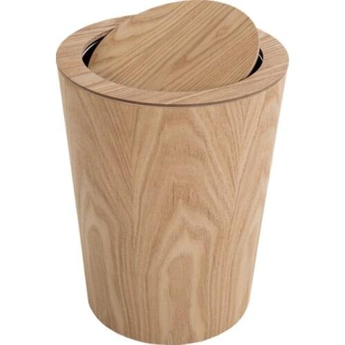 Wooden 9L Office Trash Can Nordic Style Household Kitchen Bathroom Garbage Bin Dust Bin Waste Storage Bucket With Lid ZH206