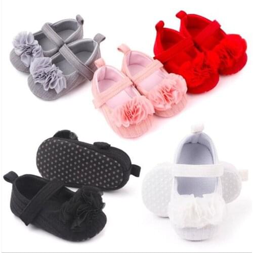 Spring Autumn Baby Shoes Soft Bottom Anti-slip Infants Cotton First Walkers Footwear Lovely Flower Newborn Girls Princess Shoes
