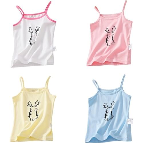 Kids Underwear Cotton Girls Cartoon Rabbit Tops Children Summer Vest Girl Camisole Solid Undershirt Sleeveless Vest