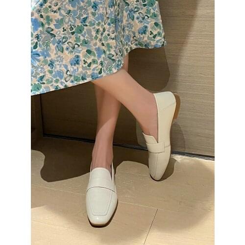 EshtonShero Womens Ladies Female Woman Mother Shoes Flats Genuine Leather Loafers Slip On Summer Round Toe Flat Heels