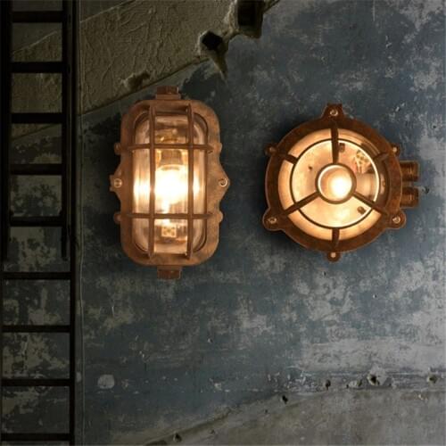European Retro LED Wall lamp Outdoor Wall Sconce Lighting Waterproof Garden Wall Light Fixtures Iron Glass Antique Porch Lights