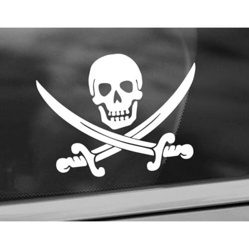 Jolly Roger Pirate Skull Vinyl Decal Car Truck Window Decal Pirate Skull Cross Swords Bumper Vinyl Decal Sticker Decor H002