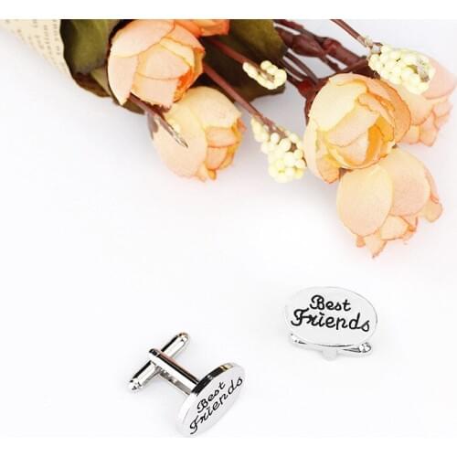 French Shirt Men Jewelry Oval Unique Wedding Groom Men Cuff Links Business Mens Best Friends Silver Cufflinks Jewelry