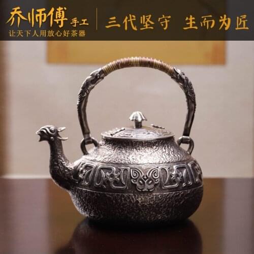 Pot of sterling silver 999 silver boiled kettle manual household Japanese tea pot, at least the mythical wild animal