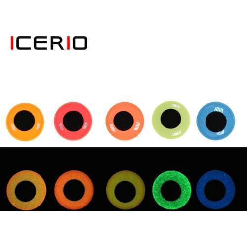 ICERIO 50PCS Luminous 3D Epoxy Fish Eyes for Fly Tying Streamer Lure Jig Bait Making Material