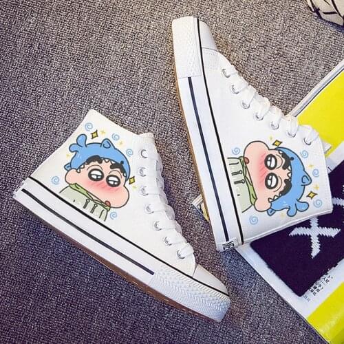 Women Anime Cartoon Print Patchwork Shoes Lovely Girls Canvas Shoes Casual Sneakers Men Brand Designer High Top Flat Shoes Tenis