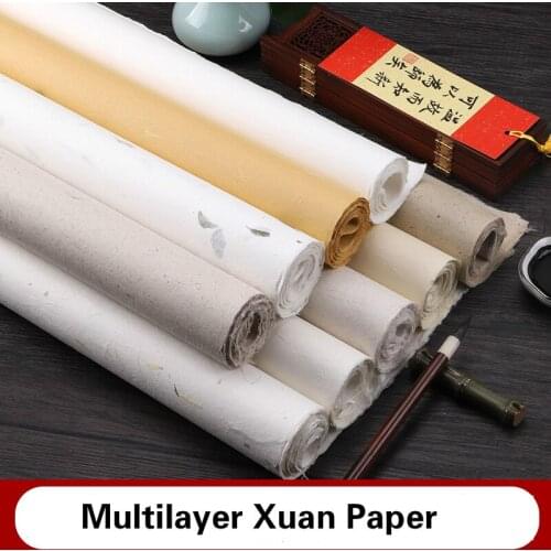 Chinese Multilayer Xuan Paper Yunlong Fiber Rice Paper for Calligraphy Painting Mural 2/3 Layers Tea Flower Fiber Painting Paper