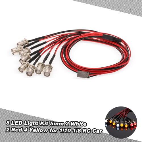 8 LED Light Kit for 1/10 1/8 Traxxas HSP Redcat RC4WD Tamiya Axial SCX10 D90 HPI RC Car