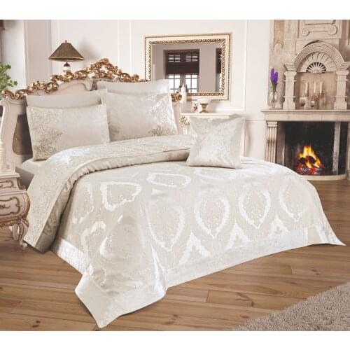 Bed Cover Set 6 Pcs Turkish Bedspread Queen Size Coverlet %100 Cotton Linens Sheet Satin Dowry Luxury Wedding White Bed Spread