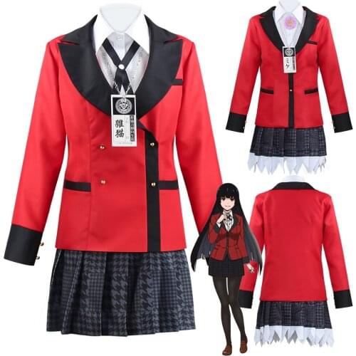 Anime Kakegurui Cosplay Costume Jabami Yumeko Cosplay Costume Japanese High School Uniform Girls Clothes Women Dress Suits