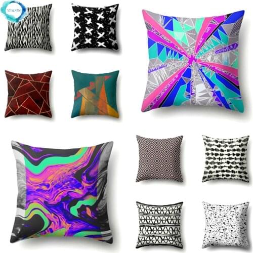 Colorful Abstract Geometric Art Pillowcase Polyester Geometry Decorative Cushion Cover Pillow Cover 45X45CM Fundas De Cojin