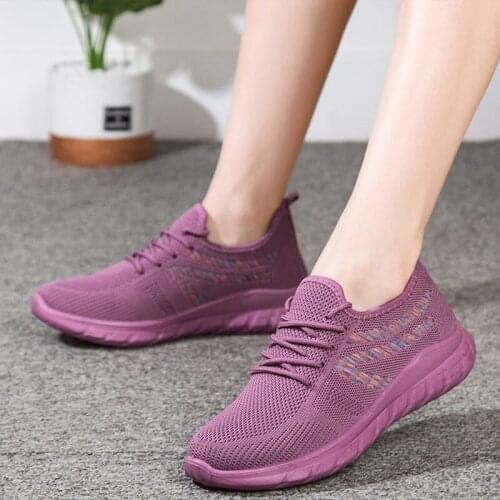 Womens Sneakers Air Mesh Woman Autumn Shoes Lace up Walking Spring Tennis Female Knitting Breathable Ladies Vulcanized Shoes