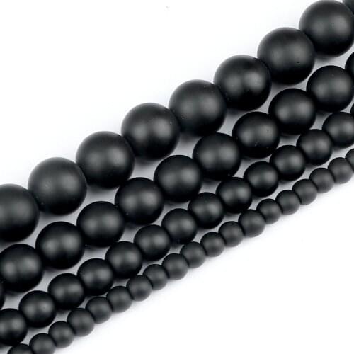 4 6 8 10MM DIY Natural Stone Beads Black Matte Onyx Agates Round Beads Frost Dull Polish Beads For Jewelry Making Charm Bracelet