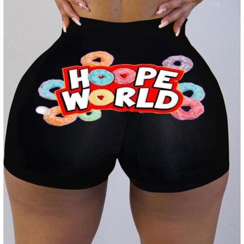 Summer Women’s Booty Shorts Sexy High Waist Shorts Elastic Waist Colorful Letter Printed Biker Shorts 2020