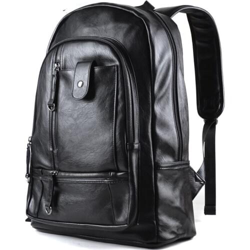 Men Backpacks PU Leather Waterproof Bags 15.6 Inch Laptop Backpack External USB Charge Computer Bag Mochila Feminina
