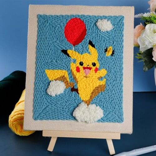 Adults Kids Beginner Handcraft DIY Cartoon Colorful Punch Needle Embroidery Kit Needlework Creativity Embroidery Cross Stitch