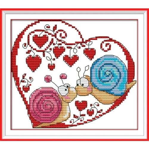 Sweet snail Printed pattern Canvas Cross Stitch Kits 14CT Counted Chinese printed Cross-stitch set Cute Embroidery Needlework