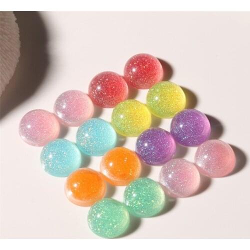 Newest 100pcs/lot color print glitter decoration geometry rounds shap flatback beads diy jewelry earring/garment accessory