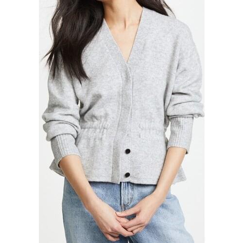 New fall 2020 cashmere V-Neck Sweater Jacket waist down womens button cardigan sweater