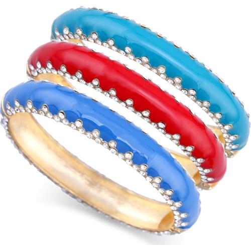 New Fashion Statement Enamel Bangle Cuff Bracelet Gold Plated Rhinestone Animal Statement Bracelet Open Bangle Jewelry Pulseira