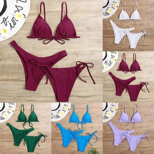 2021 New Sexy Beach Swimsuit Womens Solid Color Split Bikini Three Piece Set Summer Beach Vacation Sports SWIMSUIT SET