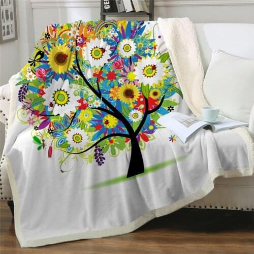 2020 New Seasons Tree Throw Blanket Plant Leaf Bed Blanket Colorful Microfiber Plush Bedspread Watercolor Fashion blanket