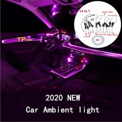 Fiber optic ambient Led Atmosphere Mood Light Rgb App Remote Control Backlight Auto Foot Center Console Door Decorative Lights