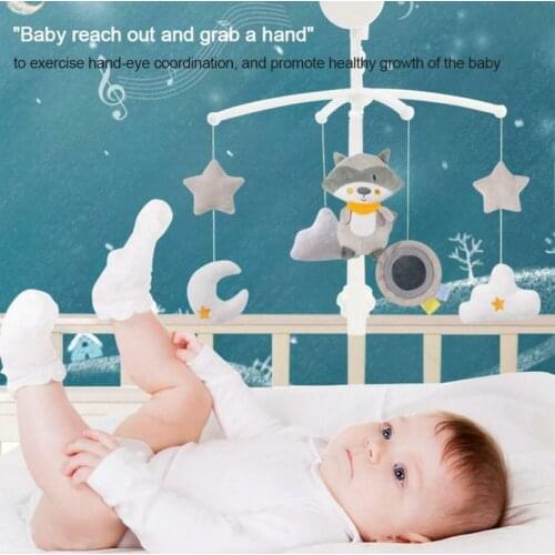 0-1Y Baby 4 Colors Musical White Cute Rotating Bedside Bell Rattle Comfortable Soft Soothing Plush Animal Toy For Baby Kids Gift