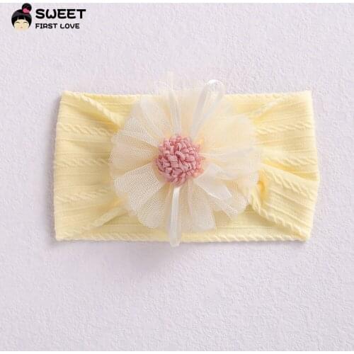 Korea Large Flower Newborn Baby Girl Headbands For Kids Chiffon Nylon Elastic Hair Bands Handmade Headwear Hair Accessories New