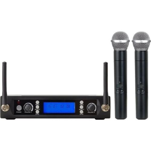 Handheld Wireless Microphone System Dual channels uhf Cordless microphone For Church school meeting speech
