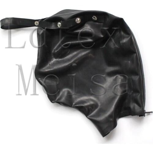 Mesh eyes design latex hood bdsm in black color for adults with 100% handamde