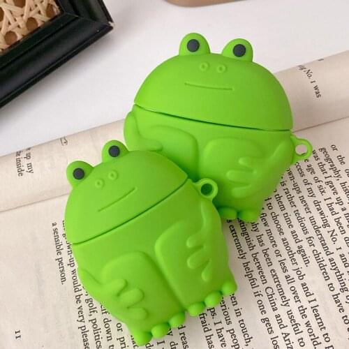 Green Frog Silicone Case for Airpods 1 2 Cartoon Cute Case for Apple Airpods Pro Wireless Earphone Cover Charging Box