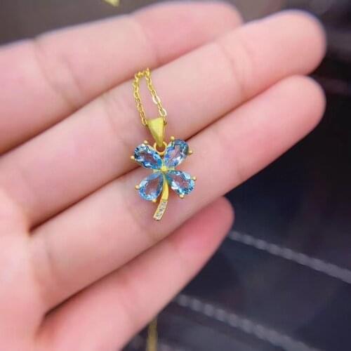 Natural and Real Aquamarine necklace pendant Free shipping 925 sterling silver Fashion Aquamarine Pendant