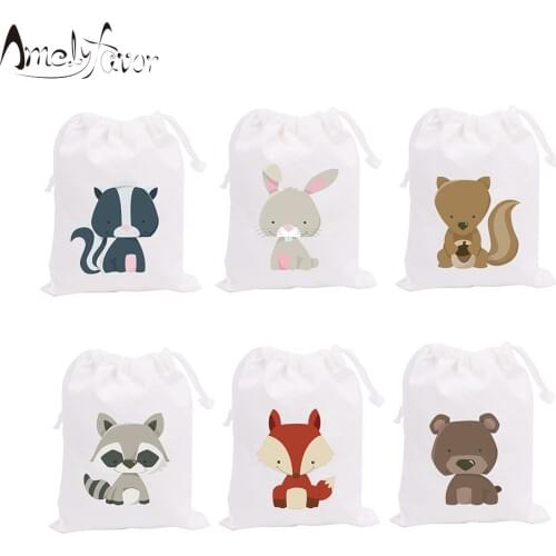 Woodland Animals Theme Party Favor Bags Candy Bags Animal Gift Bags Kids Birthday Party Decoration Supplies Baby Shower Woodland