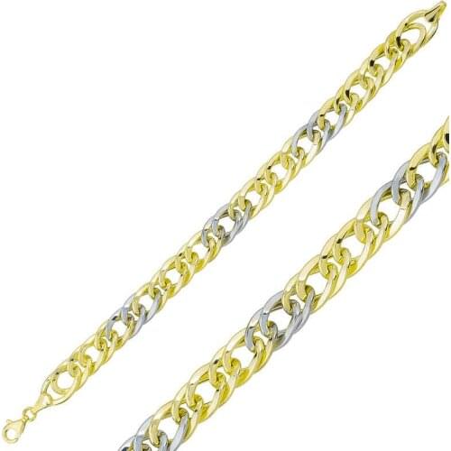 Tevuli 925 Sterling Silver Two-Color Chain Bracelet