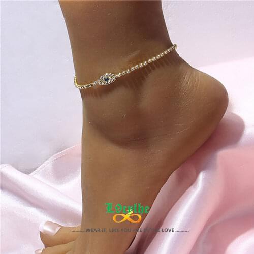 Hip Hop Rhinestone Chain Blue Evil Eye Anklets for Women Boho Tennis Beach Barefoot Sandals Anklet Bracelet Jewelry Baby Girl