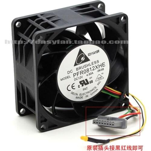 Detla Electronics PFR0812XHE 9K48 DC 12V 4.90A 80x80x38mm Server Cooling Fan