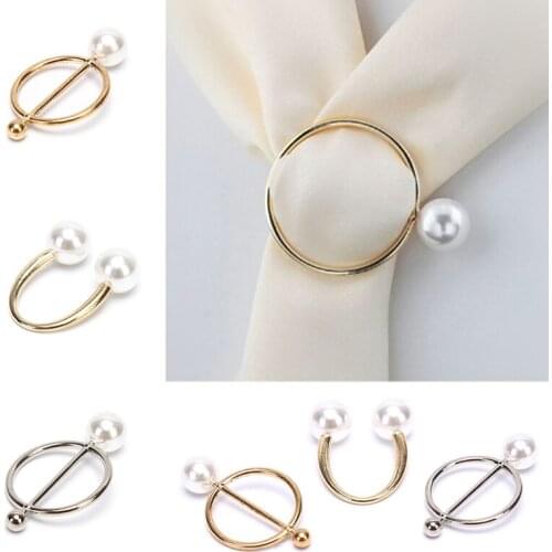 Pearl Brooch Pin Silk Scarf Buckle Women Shawl Scarf Clip Jewelry Accessories