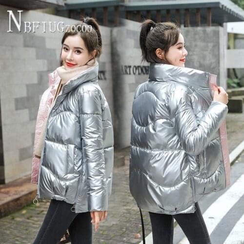 Silver Grey Black Green Color Women Parkas Short Style Female Coat