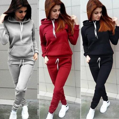 2019 Autumn Winter Fashion 2 Pieces Suit Women Casual Long Sleeve Hoodie Tops And Pants Tracksuit Sweat Suit Womens Set
